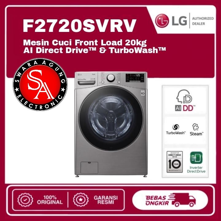 Mesin Cuci Front Loading 20 Kg LG Type : F2720SVRV - Inverter - Big Capacity ( Medan )
