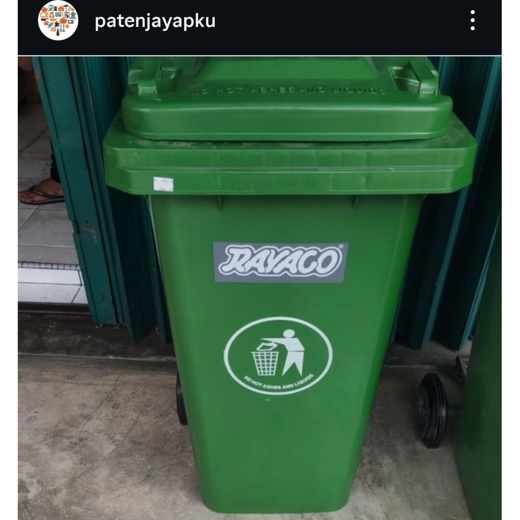 Tong sampah Rayaco plastik 120 liter impor tong sampah roda hijau