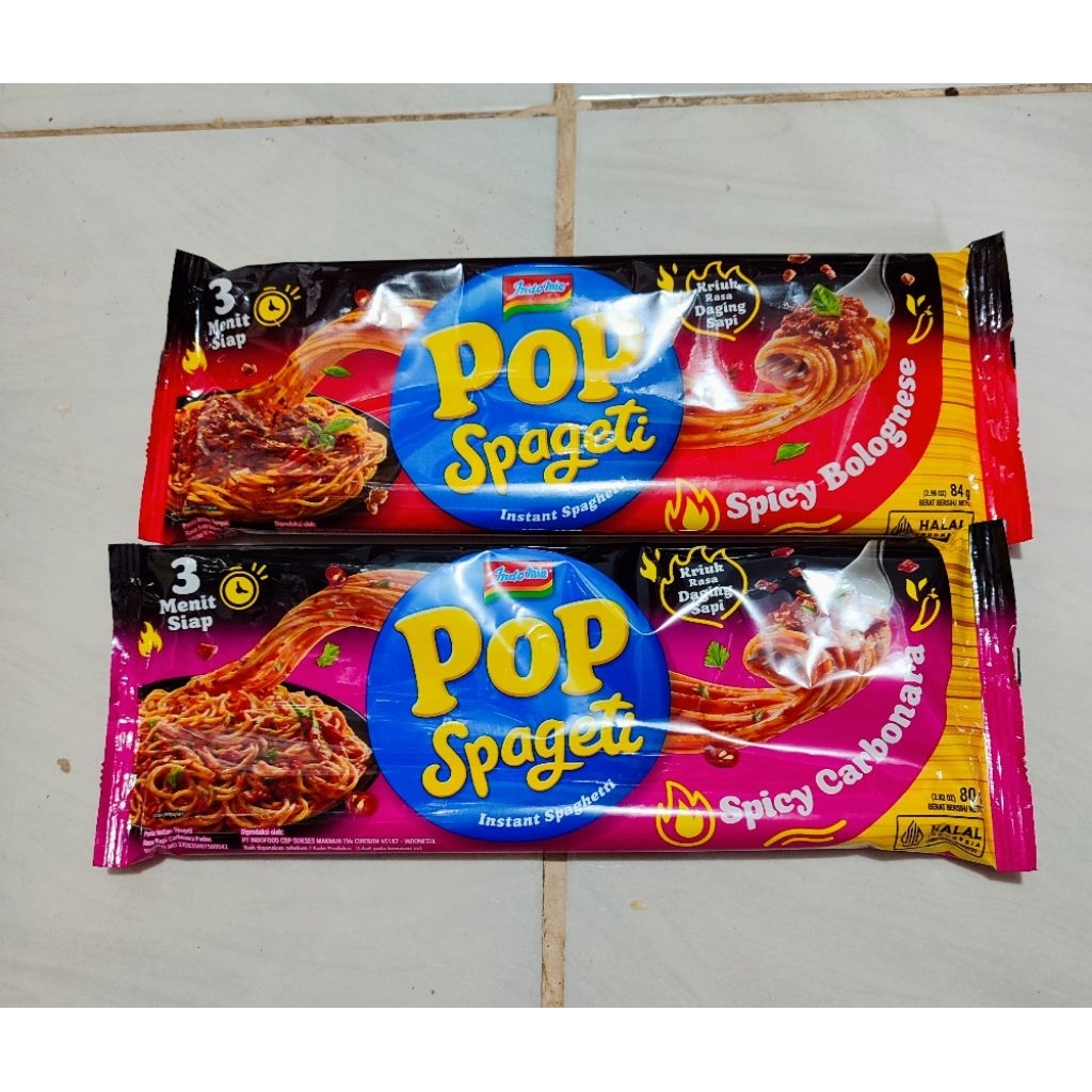 

Pop Spageti Rasa Spicy Bolognese 84 gram & Rasa Spicy Carbonara 80 gr Indomie