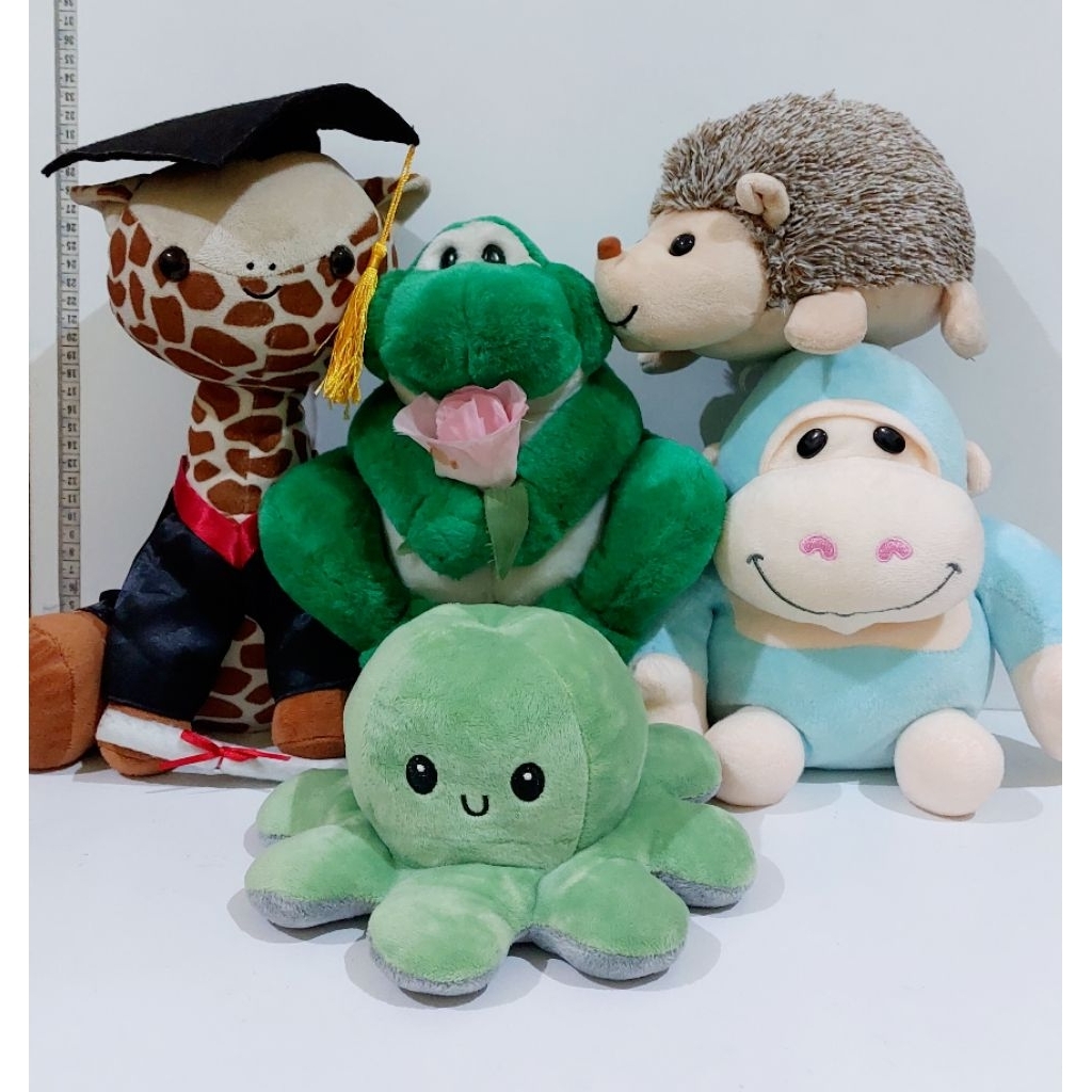 Koleksi Boneka Hewan Landak Amuse Gurita bolak balik Jerapah wisuda Monyet biru Kodok Hijau