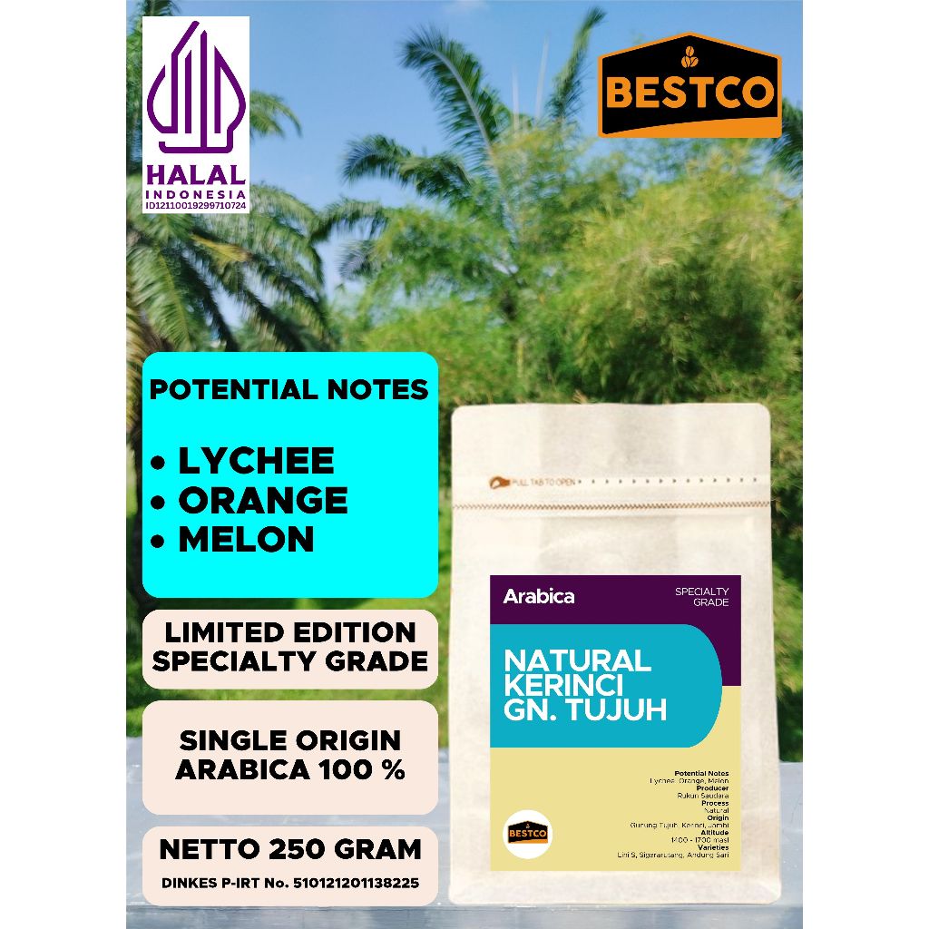 

Kopi Bestco Specialty Arabica Natural Kerinci Gunung Tujuh 250 gr