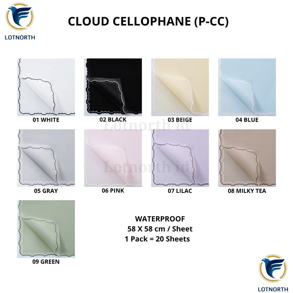 

[1 pack] P-CC / Kertas Buket Bunga / Wrapping Paper Cellophane / Cloud Cellophane / Kertas Buket Semi Transparant Model Awan Lis Garis Transparan / Kualitas Premium Tebal / Florist Bouquet Supply / Flower Paper Craft / Plastik Bunga
