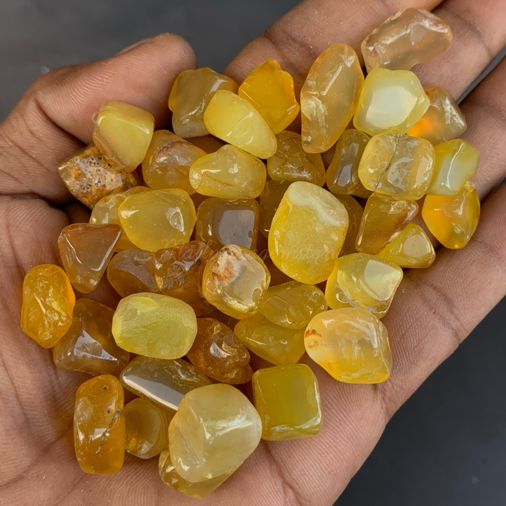 batu yellow agate tumbled stone asli natural / bahan batu yellow agate crystal / batu yellow agate