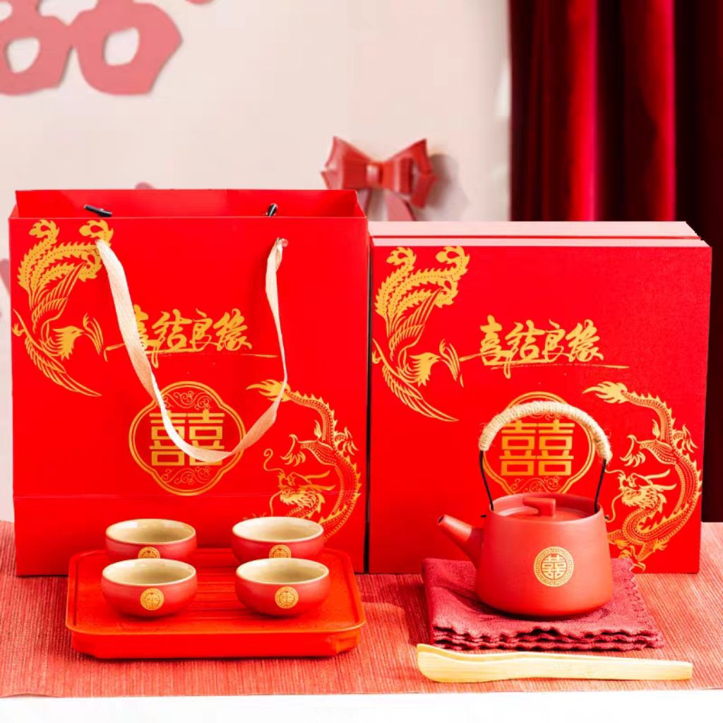Dassom Teko set premium/Teko shuang xi keramik  UNtuk wedding phang tea
