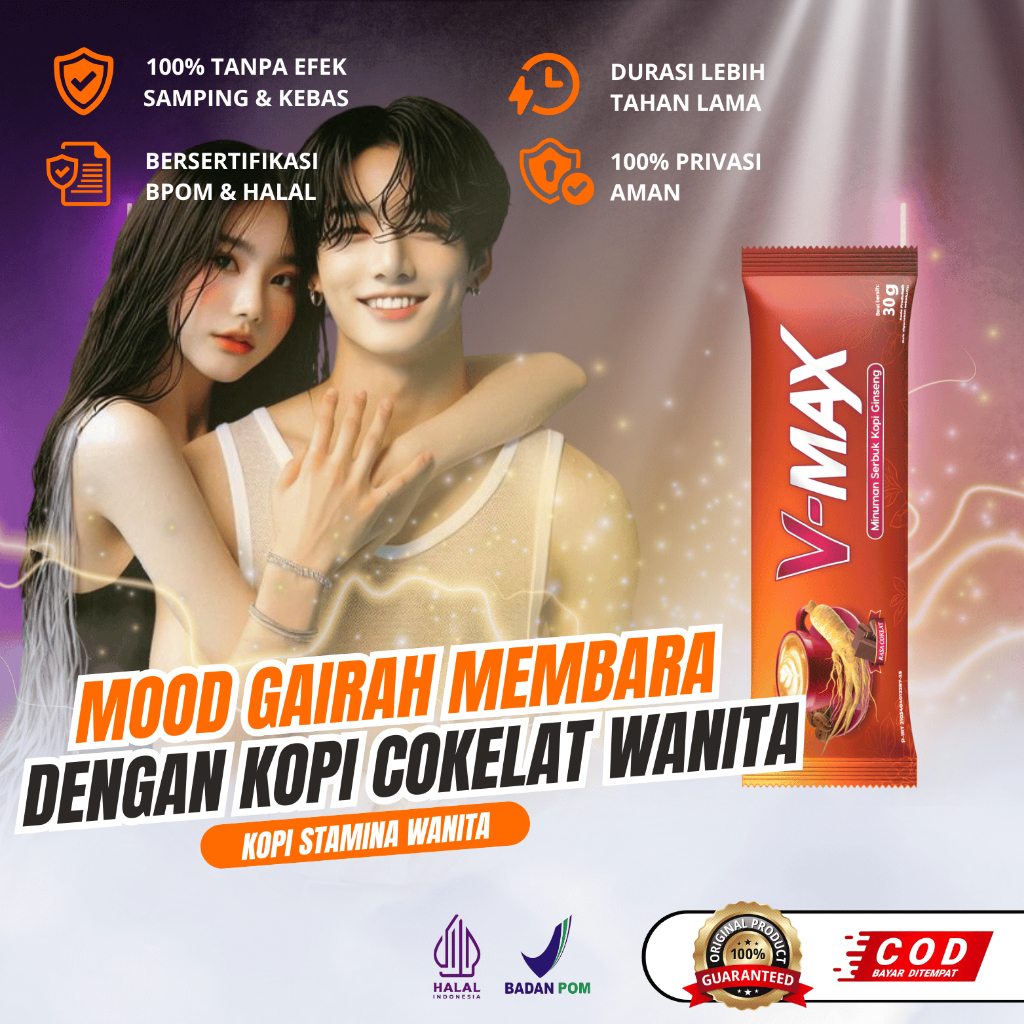 

V-MAX ORIGINAL Kopi Cokelat Khusus Wanita Meningkatkan Mood & Gairah 1 Sachet Bpom Halal