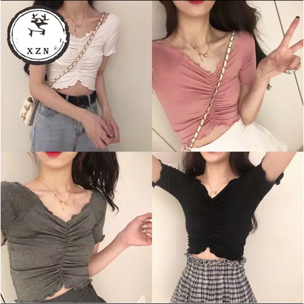 Crop top kaos baju atasan sexy wanita import korea
