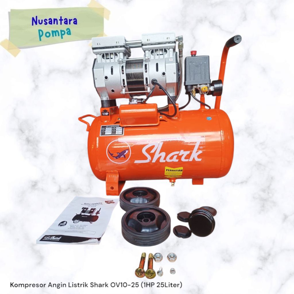 Kompresor Angin Listrik Shark OV10-25 (1HP 25Liter)