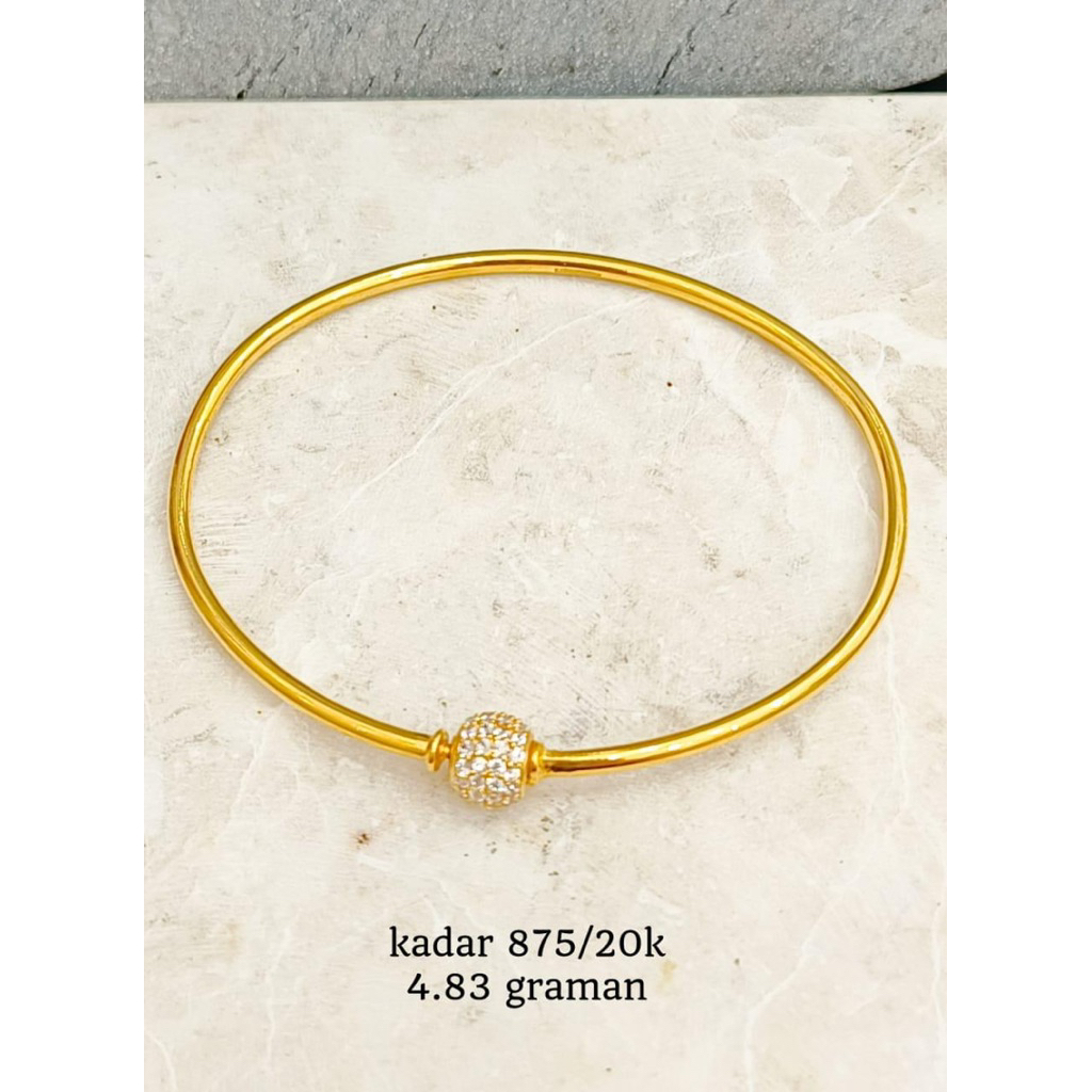 Gelang Emas Asli 20K Kekinian Elegan Lucu Kunci Putar Aman Bisa Tambah Liontin