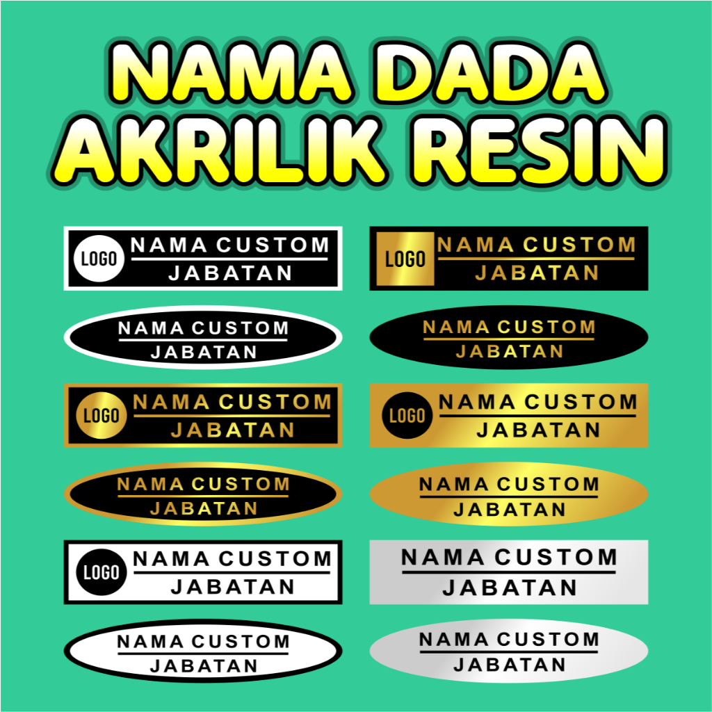 

Name Tag Akrilik Resin Gold Silver Hologram - PSC