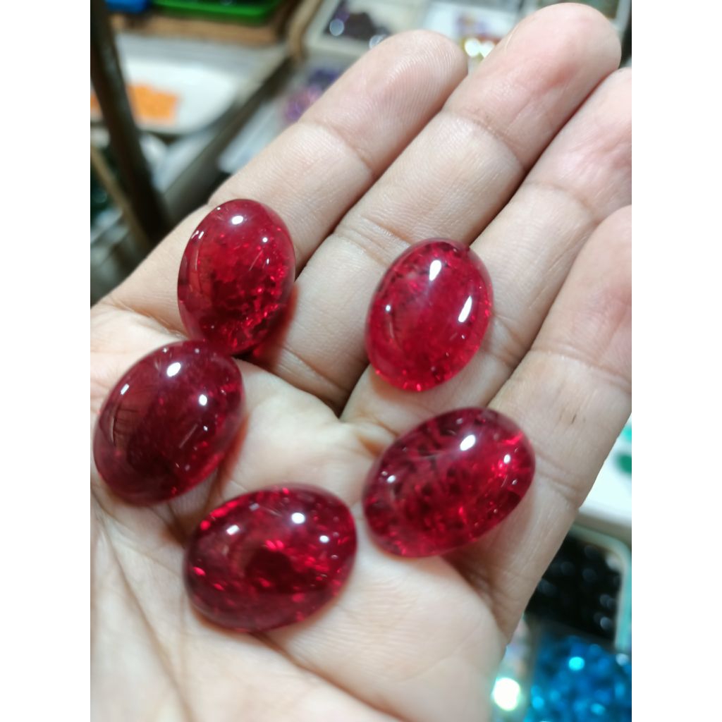 Batu cincin merah Siam retak seribu lostune