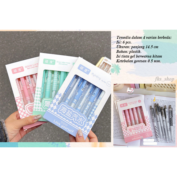 

6 Pcs Pulpen Gel Tinta Hitam Bulpen Gel Tinta Hitam Pulpen Aesthetic Bulpen Aesthetic Flower Gel Pen