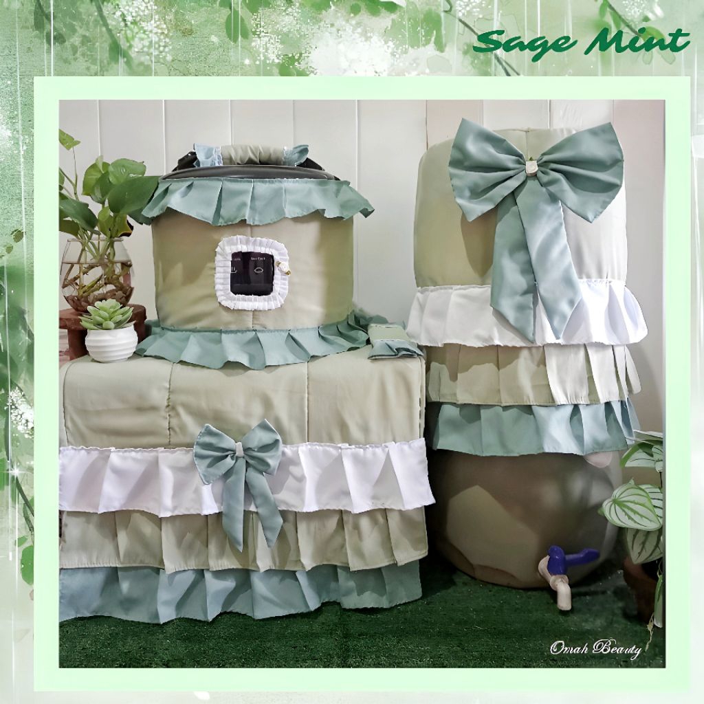 READY GKM Polos Hijau Sage Mint Green / Sarung Galon Kulkas Magic Com / GKM Shabby Shabbychic Minima