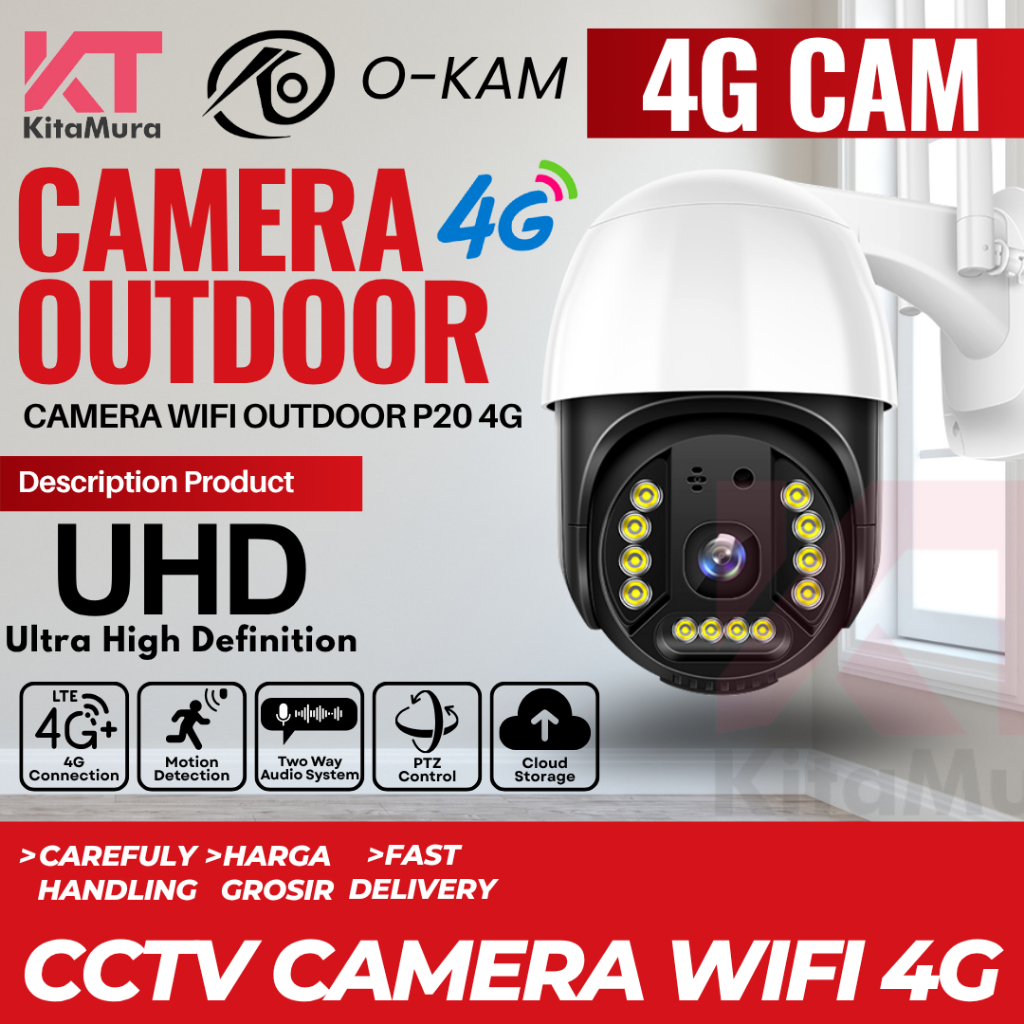 NEW KAMERA CCTV WIFI O-KAM OUTDOOR PTZ GSM 4G 4mp Single Lens