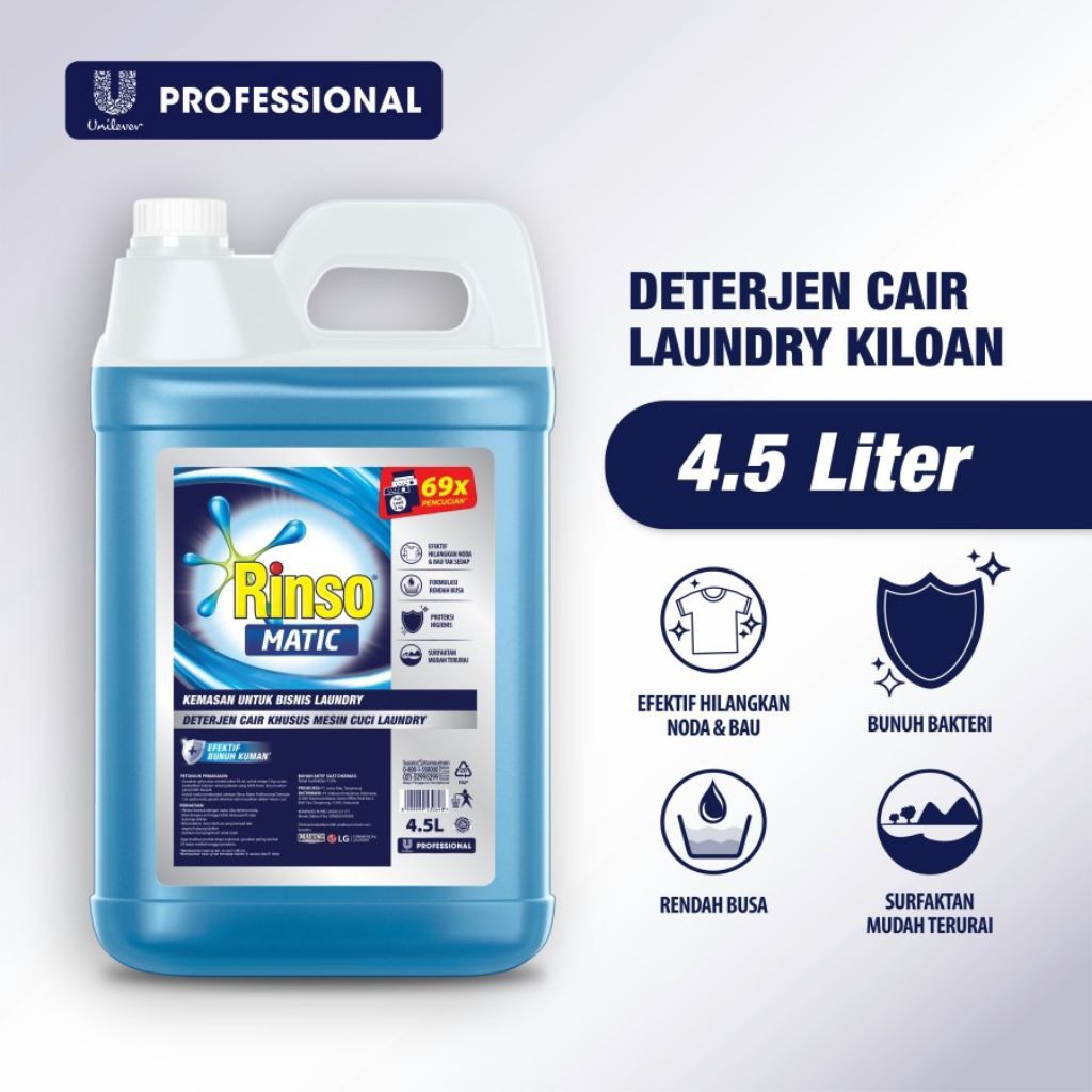 Rinso Matic Profesional - Deterjen Cair 4,5 L Original