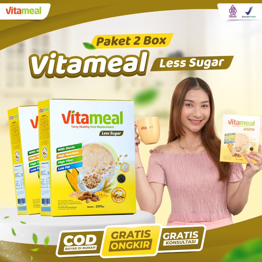 

Vitameal Less Sugar Paket 2 Box Sereal Diabetes Multigrain Ampuh Menurunkan Gula Darah Tinggi Mencegah Diabetes Kolesterol Herbal Alami Tanpa Efek Samping / Vitameal Diabetes