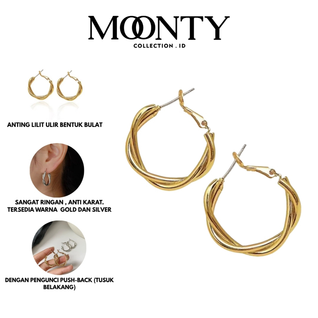 Anting Lilit Ulir Bentuk Bulat Aksesoris Perhiasan Wanita Korean Style Fashion Anting-Anting Mutiara