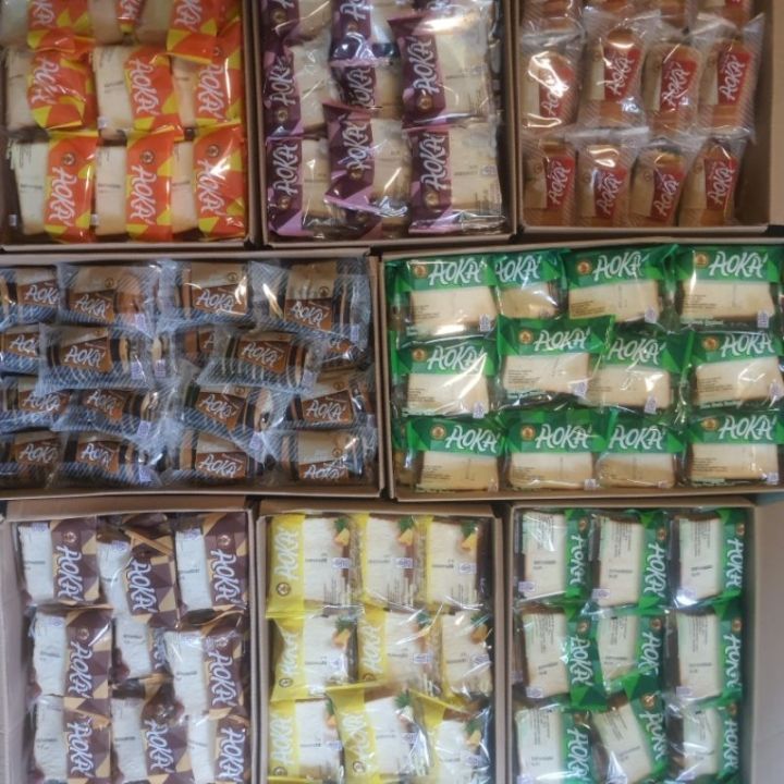 

Aoka Roti Panggang Lembut 1 Dus isi 60pcs tersedia satuan rasa dan mix 1 karton gulung Varian lengkap Beragam coklat blueberry keju