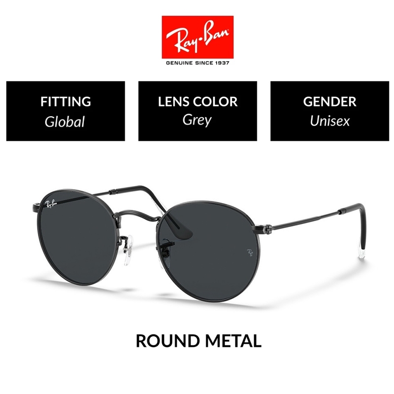 NEW 100% Original Ray-Ban Kacamata Hitam RB3447 Sunglasses Black pria wanita Ori Black Grey