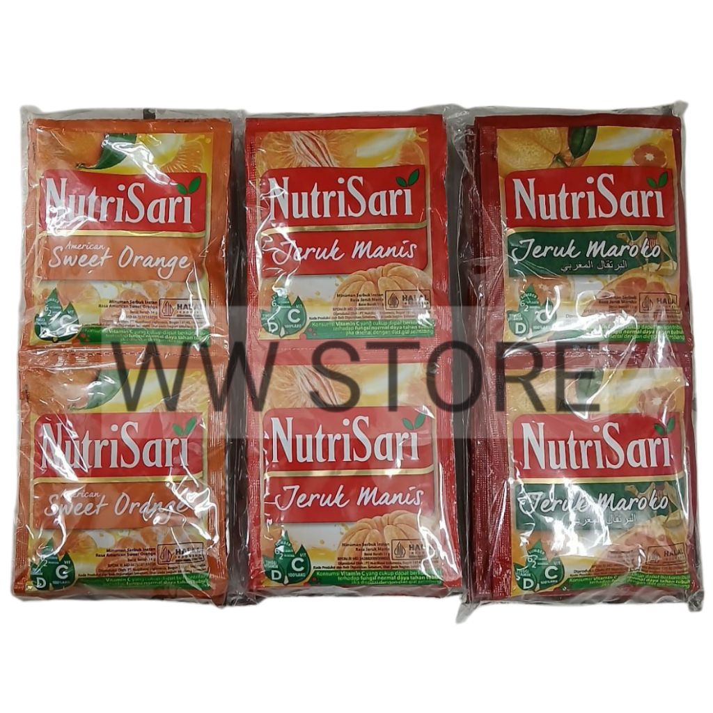 

Minuman serbuk bubuk halal MUI NutriSari Nutri Sari Jeruk Manis / Maroko / American Sweet Orange Instant Powder Drink 10x11g