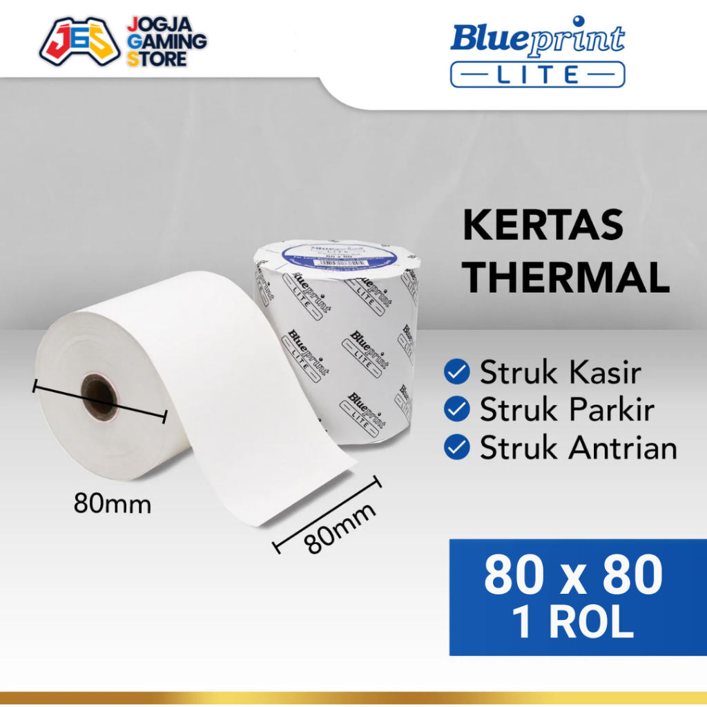 

Kertas Thermal / Kertas Kasir / Kertas Struk Parkir BLUEPRINT LITE 80x80 mm