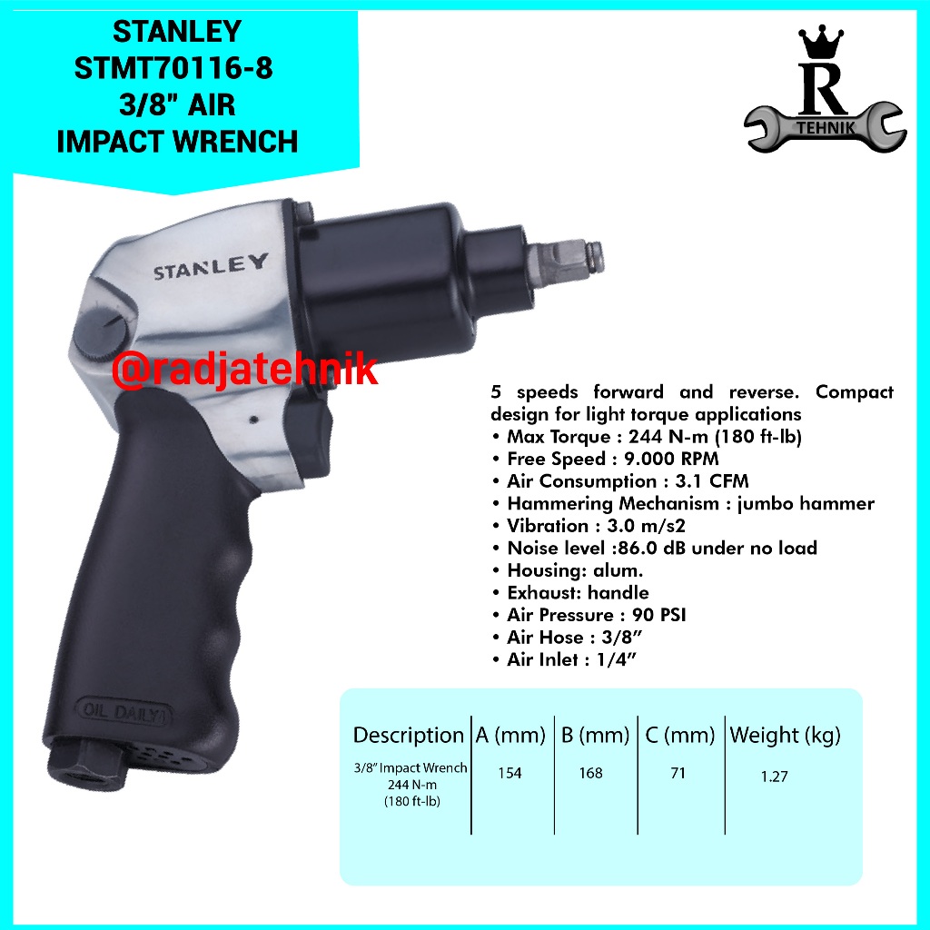 STANLEY  STMT70116 Air Impact Wrench  Air Impact Wrench 8 3/8”  Alat Kunci Shock  Alat Tukang Serbag
