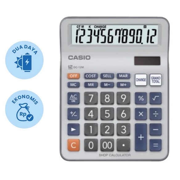 

CALCULATOR / KALKULATOR TOKO DAGANG BISNIS KERJA / CALCULATOR 12 DIGIT / CALCULATOR CASIO DC12M