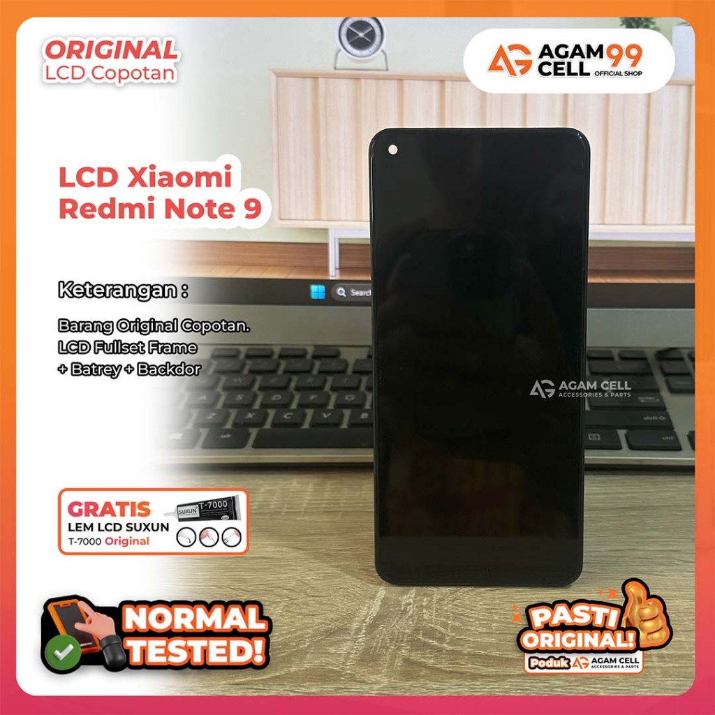LCD Redmi Note 9 LCD +FRAME + BATRE + BACKDOR  FULLSET Original Copotan Tested