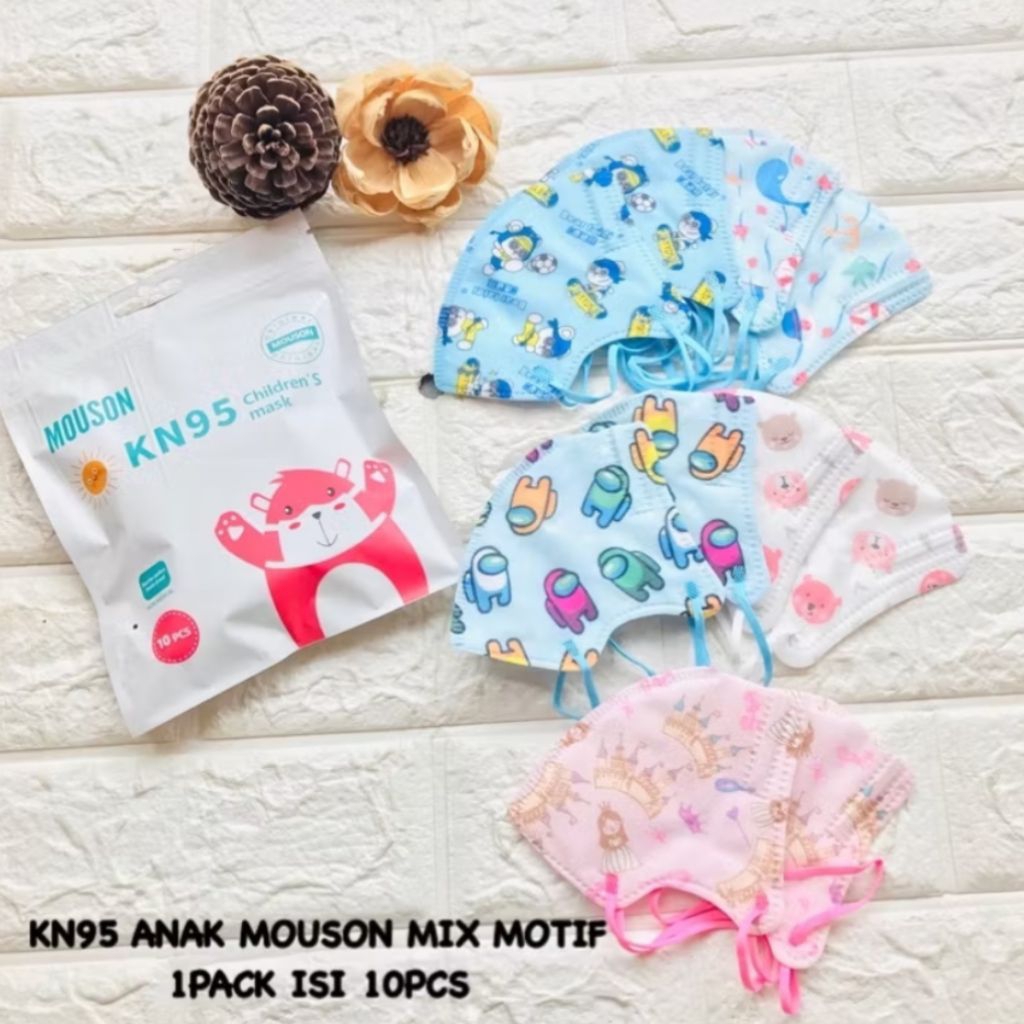 Masker Kn95 Mouson Anak Kids Mix Motif 5 Ply  Isi 10 pcs per pack boy girl