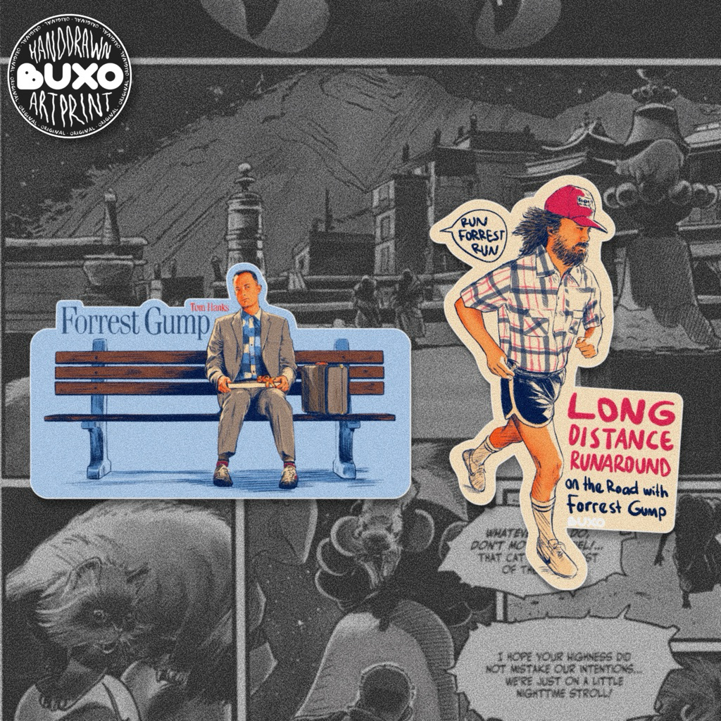 

buxo - FORREST GUMP vinyl sticker premium waterproof - quote film lucu aesthetic y2k aksesoris laptop hp tumbler helm suitcase