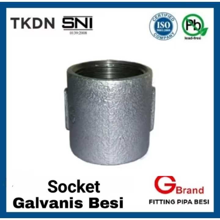 Socket Besi Galvanis 1/2"" inch G Brand Tee Fitting Pipa Besi