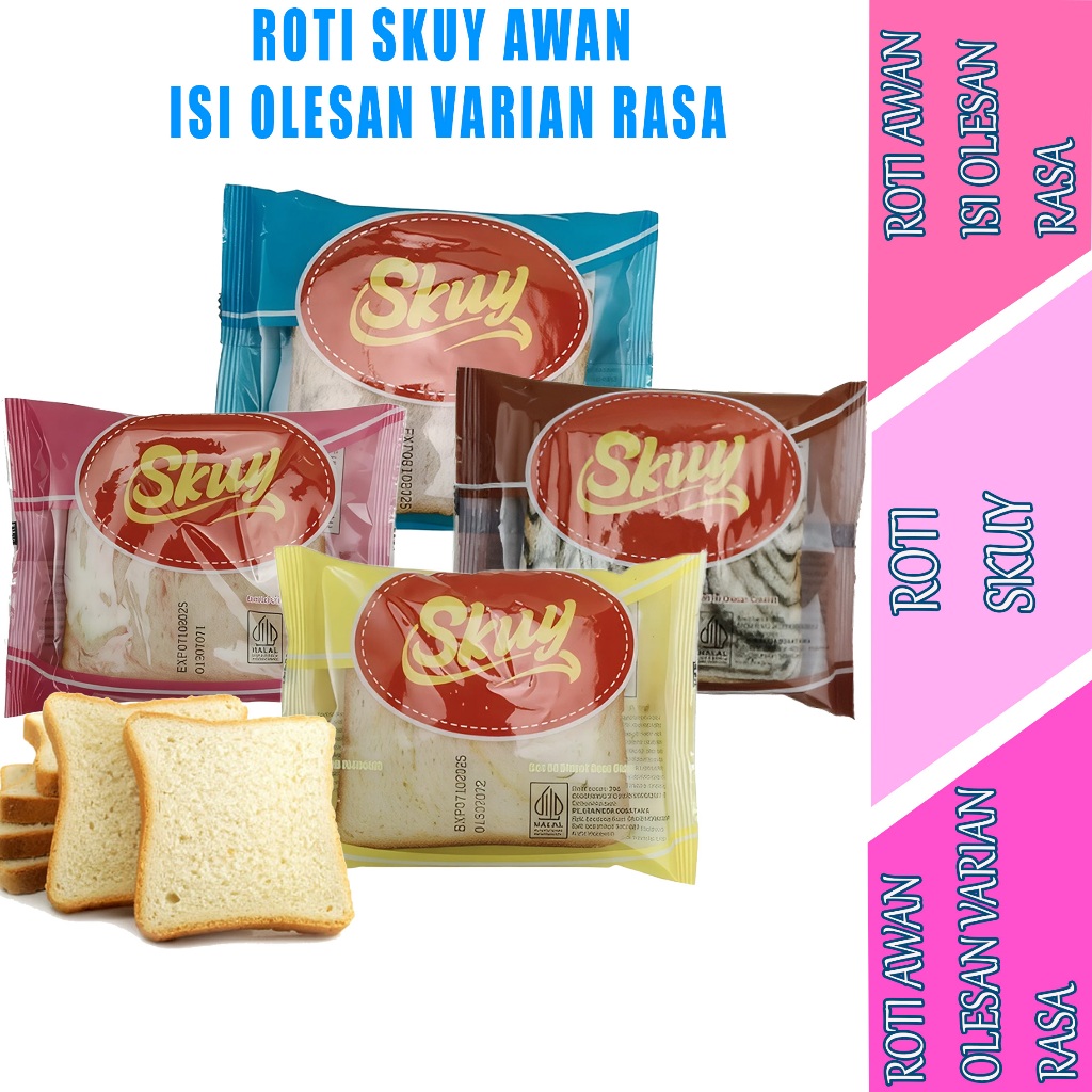 

Roti Awan Olesan Varian Rasa - Roti Skuy - Roti Awan Isi Olesan Selai - 52gr