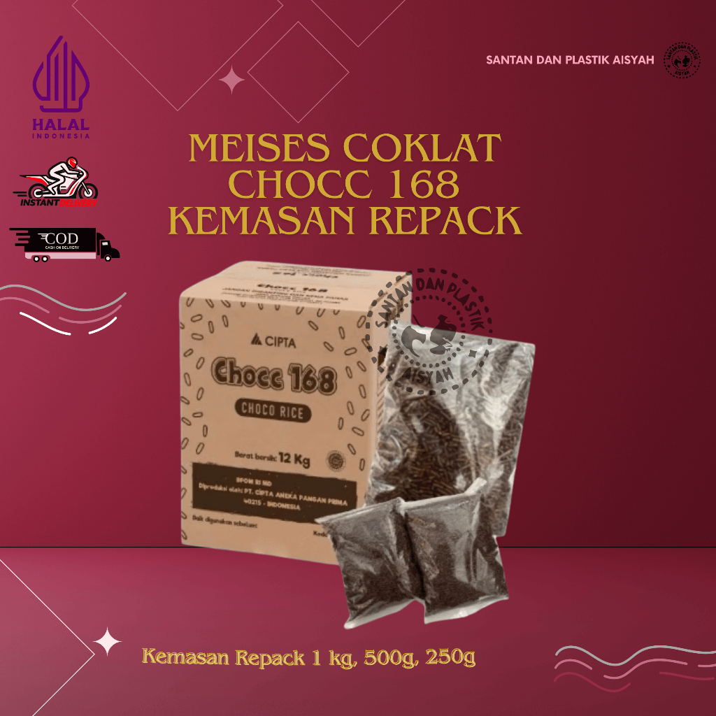 

MEISES CHOCC 168 COKLAT (KEMASAN REPACK 1kg, 500 g, 250 g)