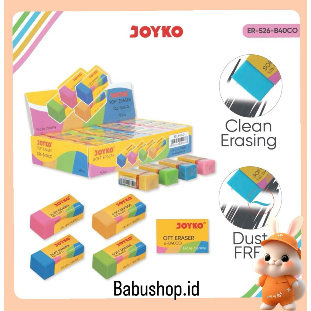 

BBS JOYKO Eraser Penghapus ER-526-B40CO Warna Cantik Harga ( 1 pcs ) Satuan