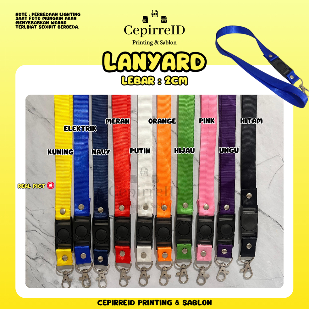 

CepirreID - Lanyard ID Card 2cm Gantungan Stoffer Stoper POLOS - Office Lanyard - Lanyard Pod