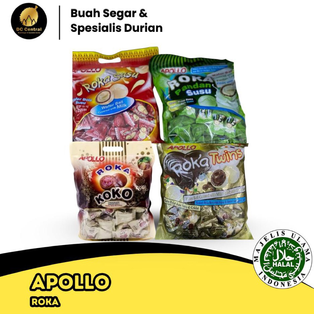 

Apollo Roka Wafer Ball Chocolate 250g ( isi 50 pcs ) | Original / Chocolate | Koko | Pandan | Susu | Twins