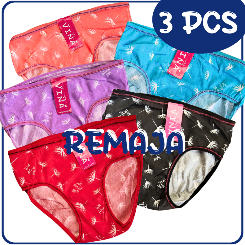 3 Pcs Celana Dalam Motif Impor Remaja Wanita / Celana Dalam Anak Lusinan OEMAH DALEMAN99