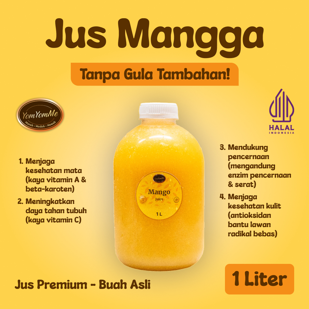 

YomYomMe Jus Mangga 1L - Jus Kental - Tanpa Gula Tambahan - Manis Alami, Segar & Mengenyangkan