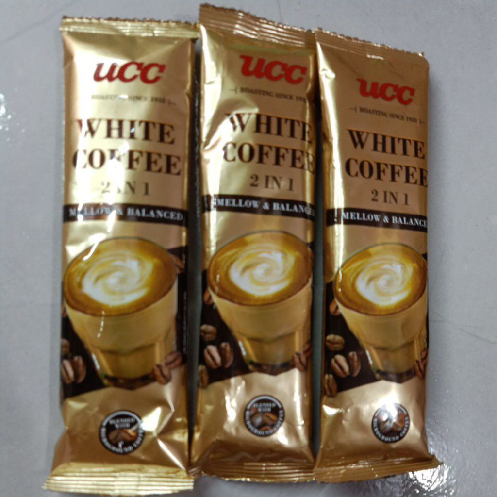 

ECER MINUMAN SACHET UCC WHITE COFFEE 2 IN 1 MELLOW AND BALANCED