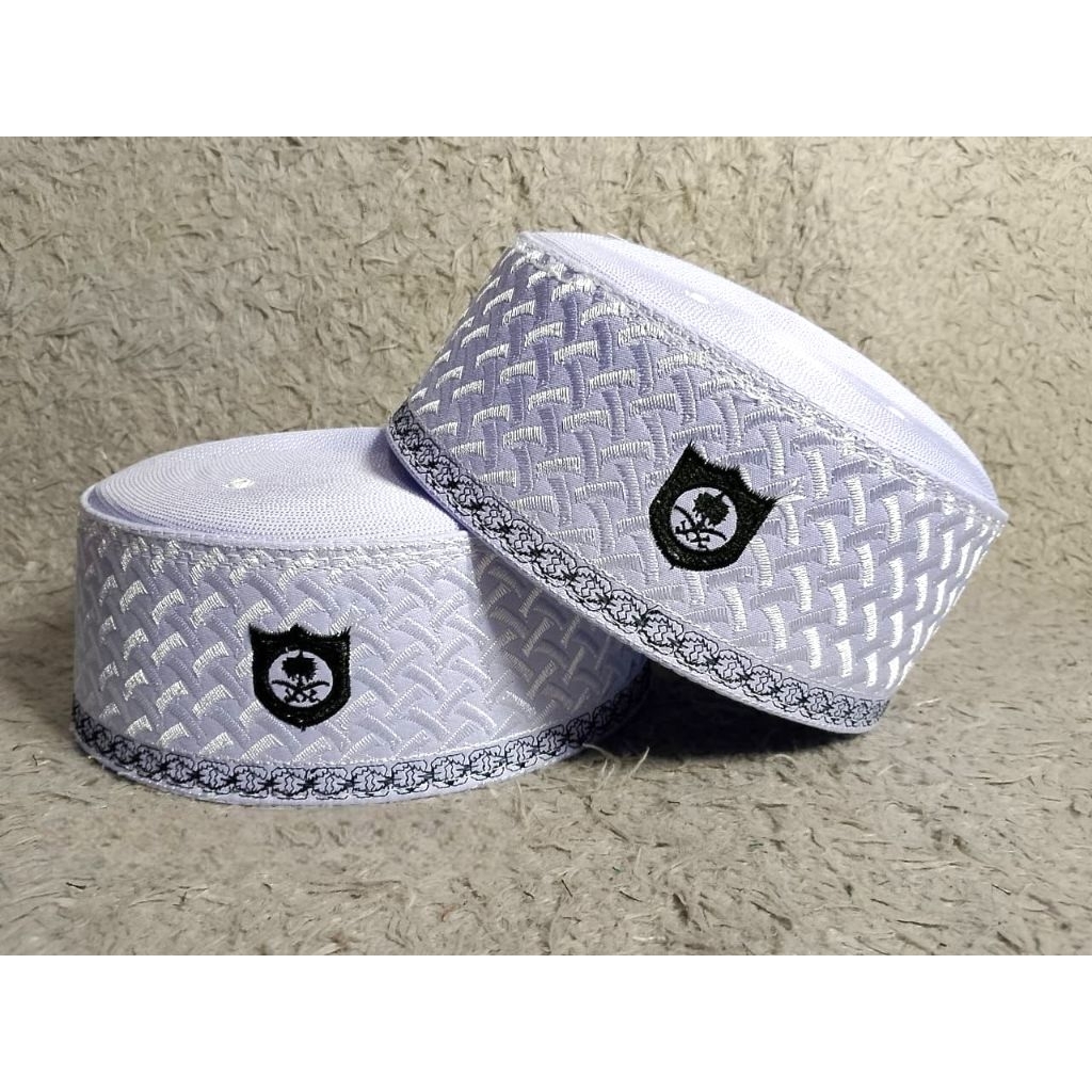 Grosir Kopiah Putih Assagofah Tinggi 7 cm Murah | Motif Eksklusif, Minimalis, Bordir, Jahit Rapi, Ba