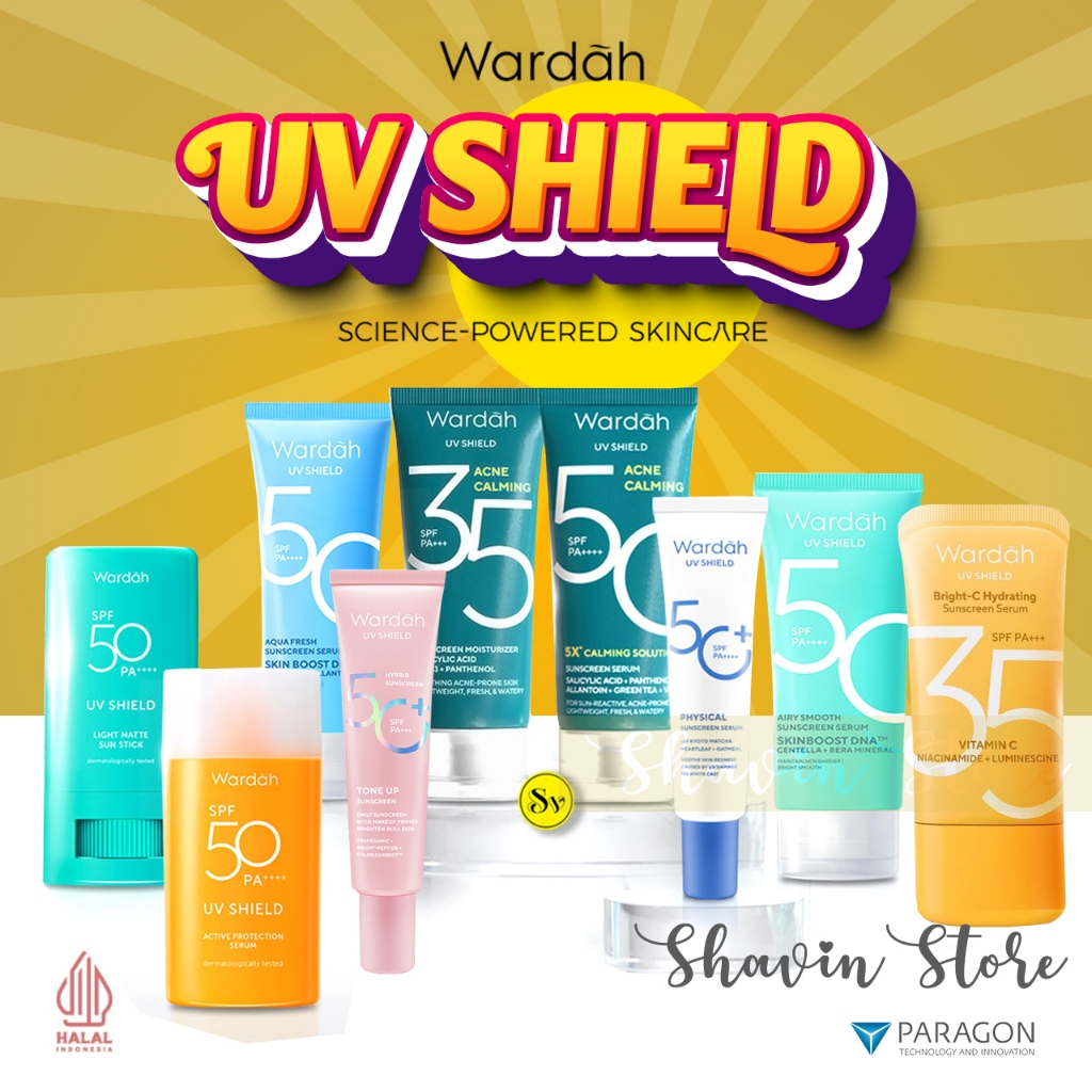 Wardah UV Shield Sunscreen Series Koleksi Lengkap Sunscreen Waterproof Wardah Acne Calming SPF 50+++