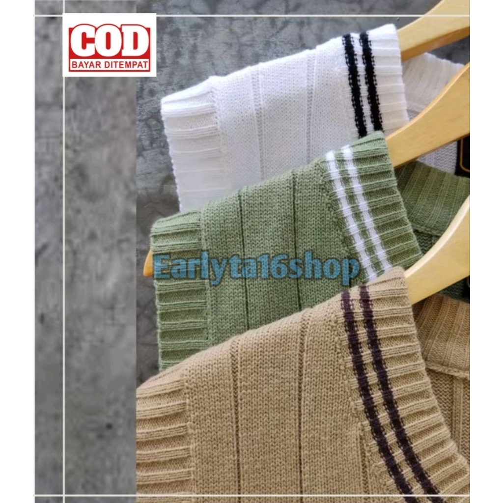 Vest Rompi rajut korea style rompi anak sekolah motif salur