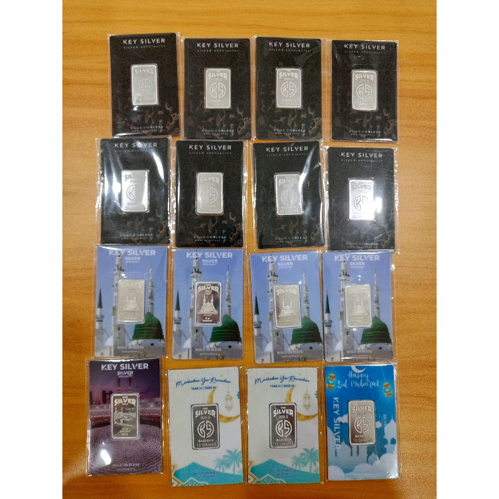 Key Silver Batangan 1 Gram 5 Gram 10 Gram 25 Gram 50 Gram 100 Gram Perak Murni Kadar 999.5% Sertifik