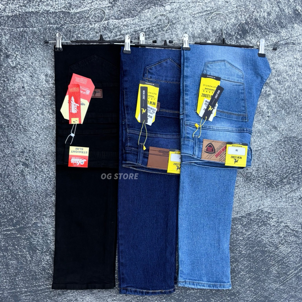 Celana Jeans Pensil Pria Navy Hitam Ice Blue Garment Blueblack