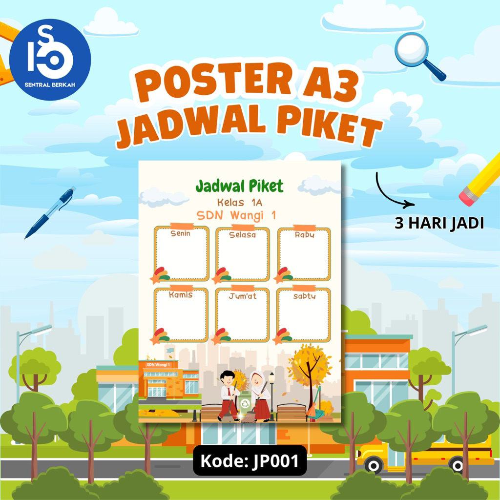 

POSTER JADWAL PIKET (ukuran A3) bahan Art Paper