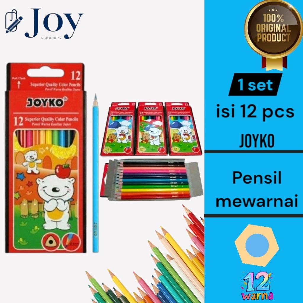

Pensil 12 Warna Panjang Joyko / Color Pensil CP-12PB