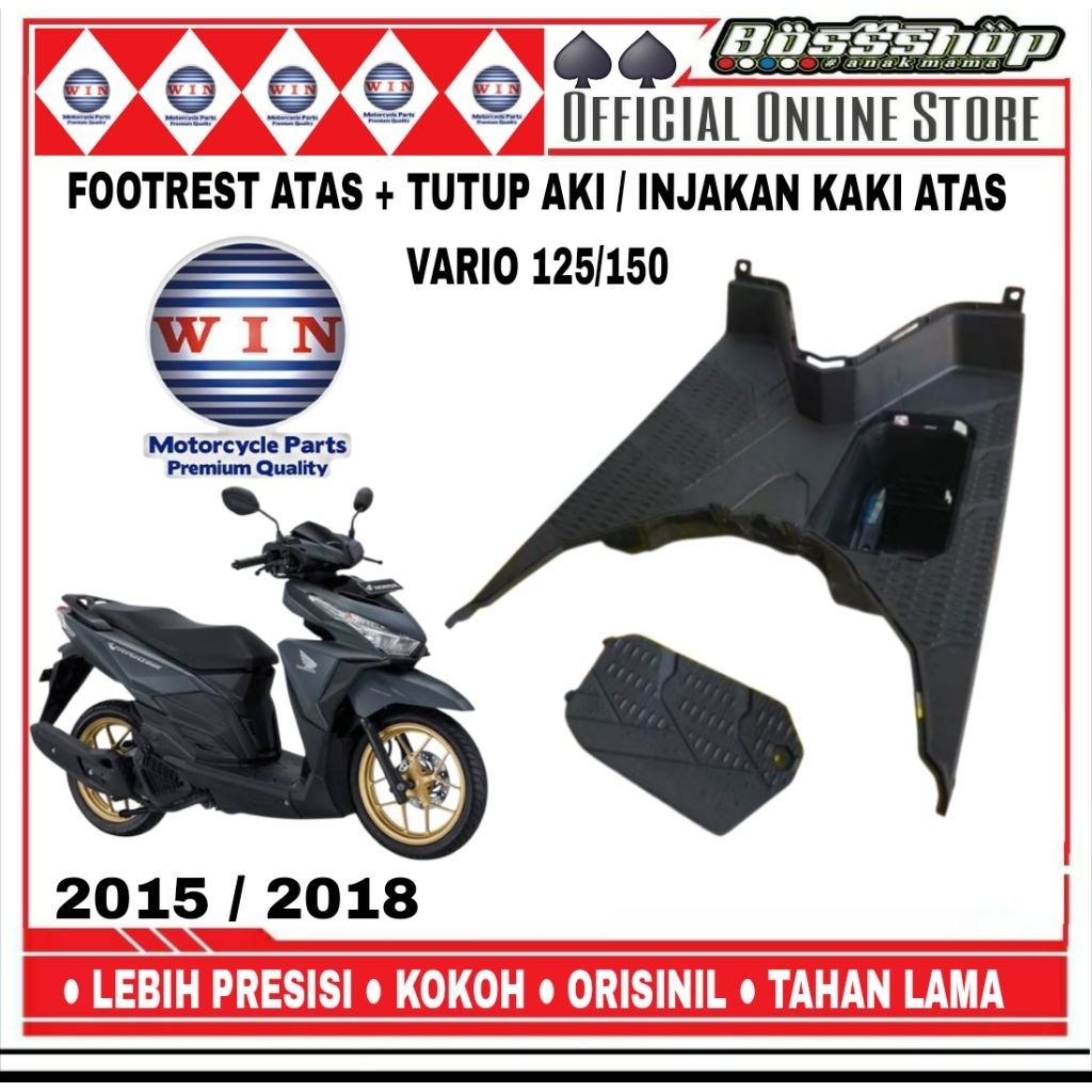 WIN - Dek Lantai VARIO 125/150 Footrest Atas + Tutup Aki/Dek Injakan Kaki Vario150 2015/2018