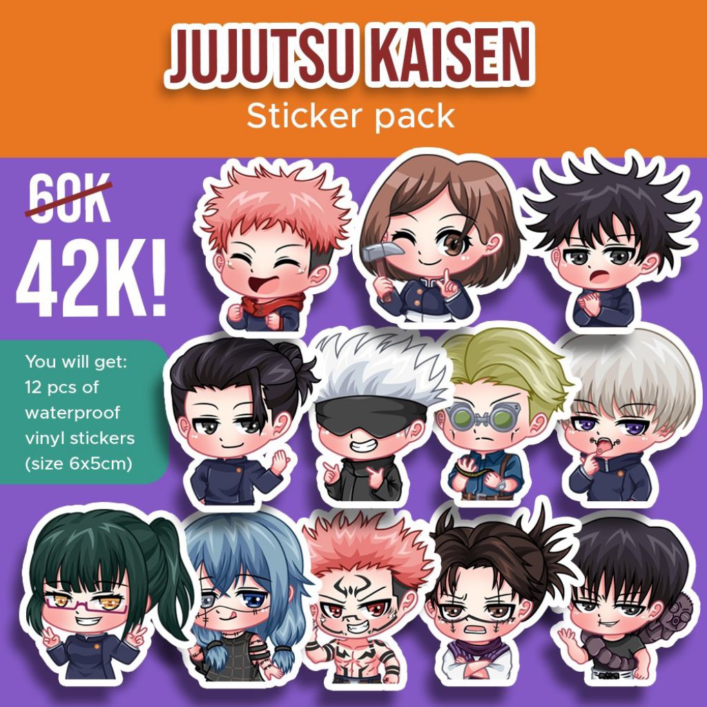 

Stiker pack anime jujutsu kaisen (isi 12 karakter) anti air