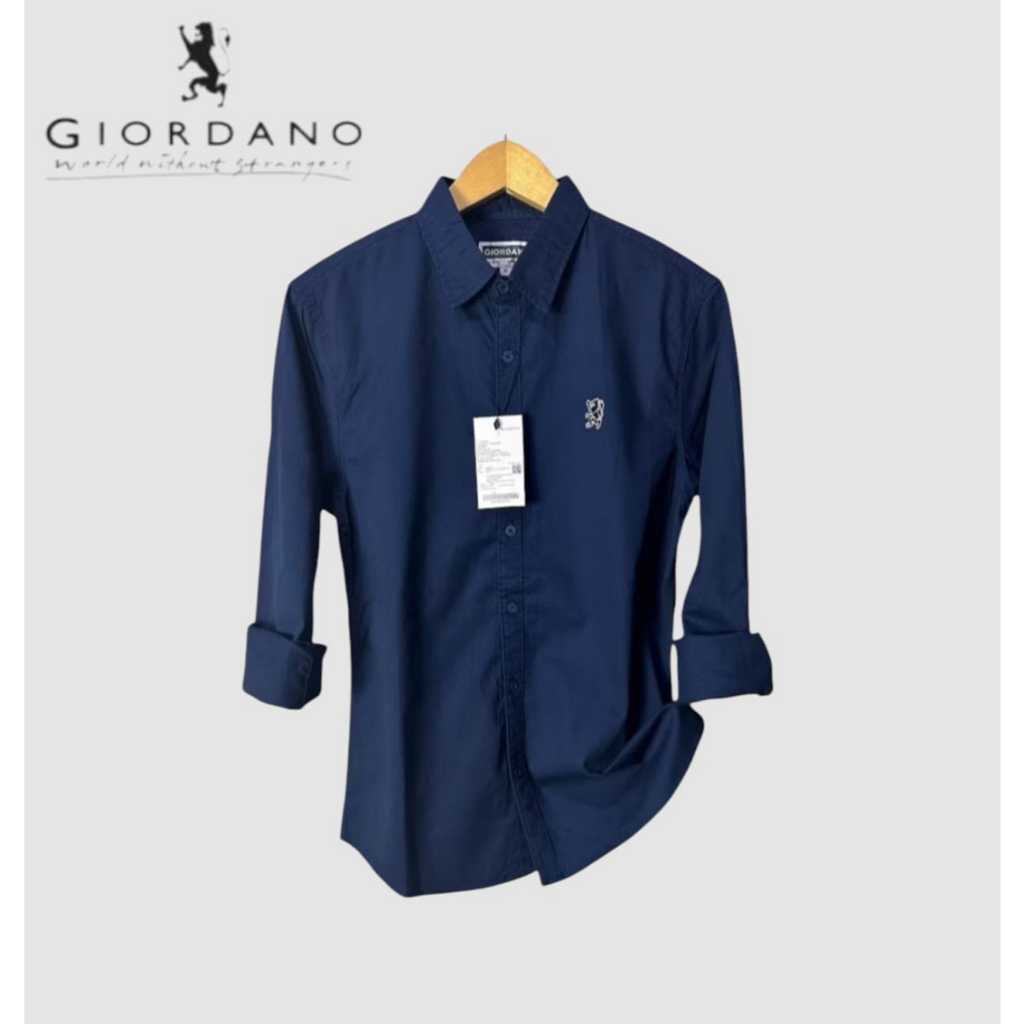 Kemeja Pria Lengan Panjang SlimFit Giordano || Kemeja Polos Pria SlimFit || Kemeja Pria Panjang