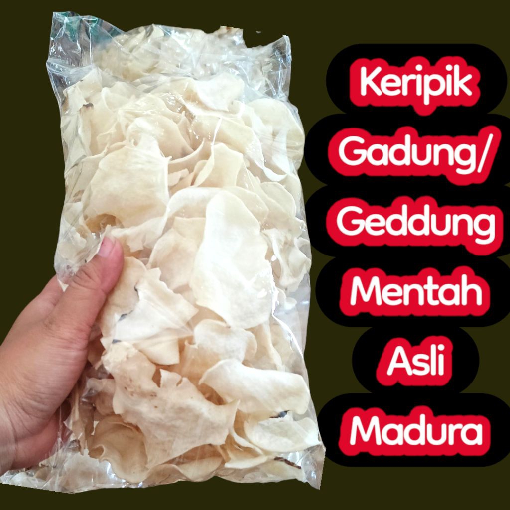

Keripik Gadung (geddung) Mentah Putih bersih dan Super Tipis Renyah Asli Madura