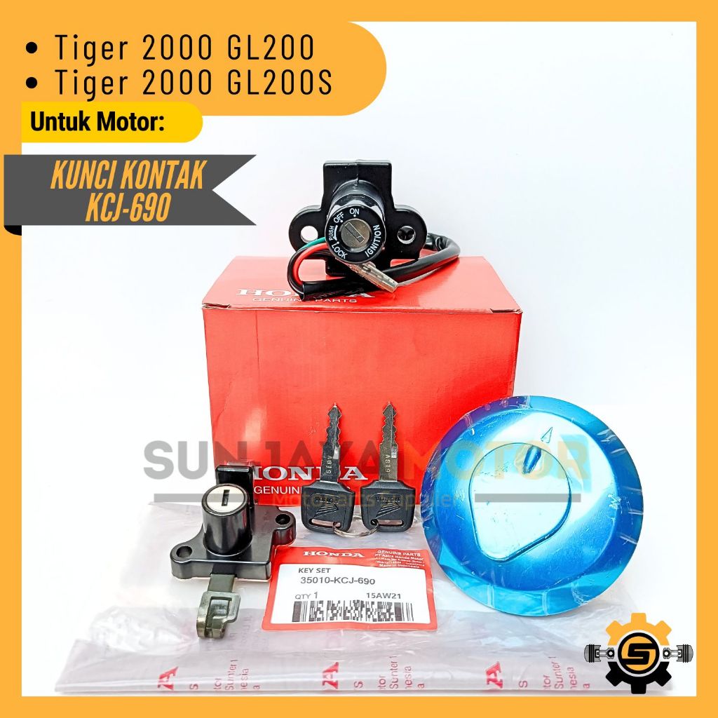 Kunci Kontak Set KCJ-690 Keyset Konci Kontak Original Honda Tiger 2000 Kunci 1 Set Key Set Konci Mot